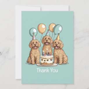 Cartão De Agradecimento Obrigado Aniversário Cachorros de Goldendoodle