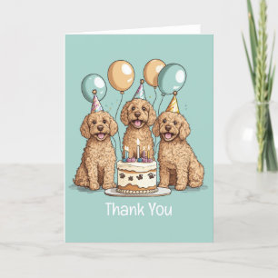 Cartão De Agradecimento Obrigado Aniversário Cachorros de Goldendoodle