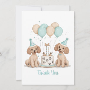 Cartão De Agradecimento Obrigado Aniversário Cachorros De Poodle Padrão