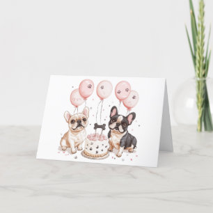 Cartão De Agradecimento Obrigado Aniversário Cachorros Franceses Ontem