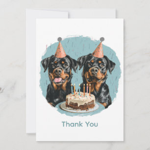 Cartão De Agradecimento Obrigado Aniversário Cães Rottweiler
