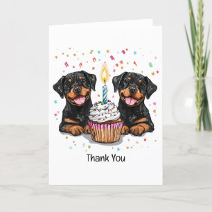 Cartão De Agradecimento Obrigado Aniversário Cães Rottweiler