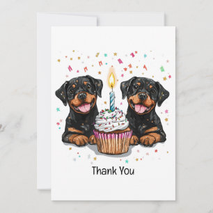 Cartão De Agradecimento Obrigado Aniversário Cães Rottweiler