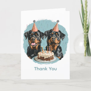 Cartão De Agradecimento Obrigado Aniversário Cães Rottweiler