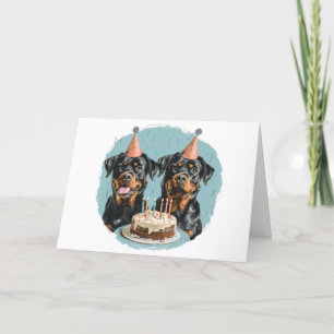 Cartão De Agradecimento Obrigado Aniversário Cães Rottweiler