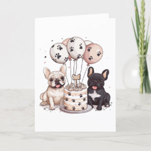 Cartão De Agradecimento Obrigado Aniversário Festa De Cachorros Franceses