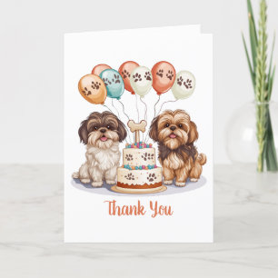 Cartão De Agradecimento Obrigado Aniversário Shih Tzu Cães Aniversário Bol