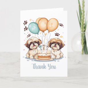 Cartão De Agradecimento Obrigado Aniversário Shih Tzu Cães Aniversário Bol