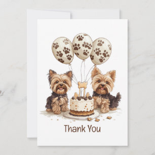 Cartão De Agradecimento Obrigado Aniversário Yorkie Dog