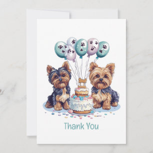 Cartão De Agradecimento Obrigado Aniversário Yorkie Dog