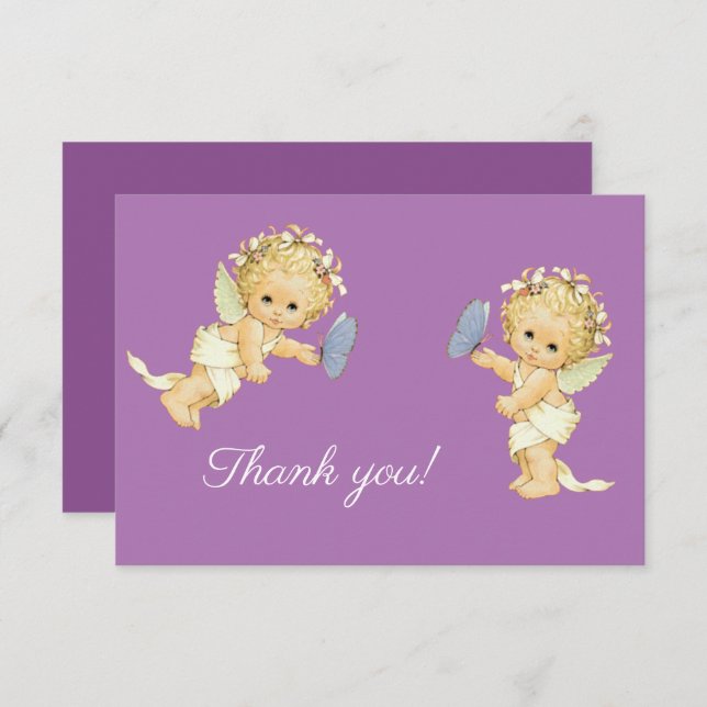 Cartão De Agradecimento Obrigado, anjo com borboleta (Frente/Verso)