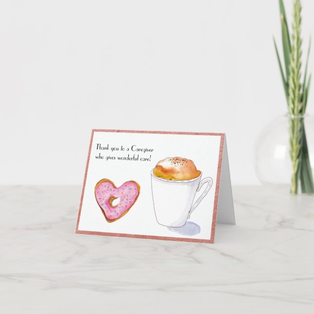 Cartão De Agradecimento Obrigado Ao Cuidador De Rosquinha De Aquarela E Ca (Frente)