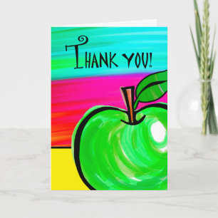 Cartão De Agradecimento Obrigado ao Professor, Green Apple Greeting Card
