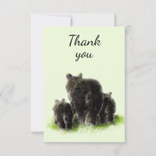 Cartão De Agradecimento Obrigado Aquarelas Black Bear Natureza Animal