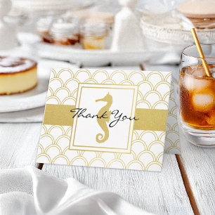 Cartão De Agradecimento Obrigado Art Deco Wave Dourada Glitter Seacavalo C