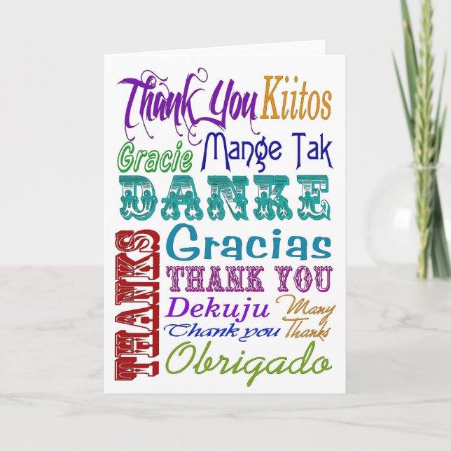 Cartão De Agradecimento Obrigado Arte de Metrô em muitas línguas (Frente)