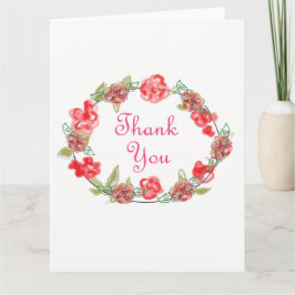Cartão De Agradecimento Obrigado, Arte Decortiva Floral Rosa E Branca