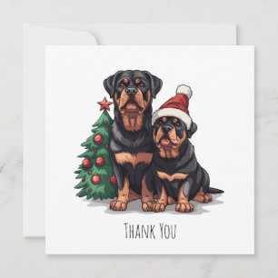 Cartão De Agradecimento Obrigado Árvore de Natal do Rottweiler