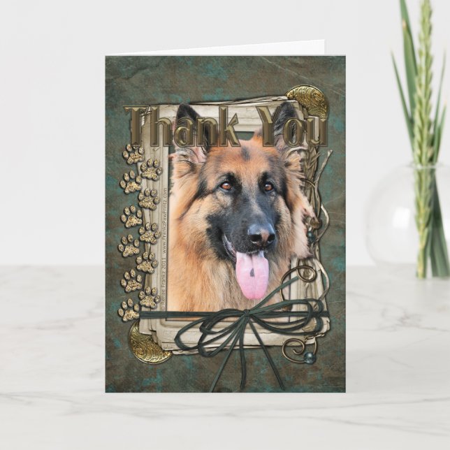 Cartão De Agradecimento Obrigado - as patas de pedra - german shepherd - (Frente)