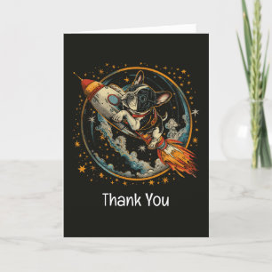 Cartão De Agradecimento Obrigado Astronauta do Bulldog Francês