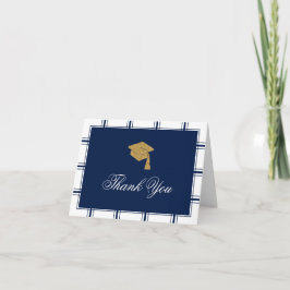 Cartão De Agradecimento Obrigado azul clássico da graduação você