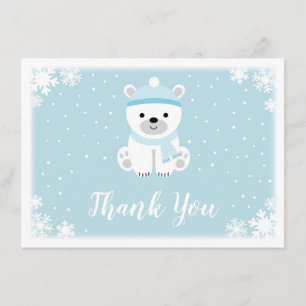 Cartão De Agradecimento Obrigado azul do chá de fraldas do urso polar voc