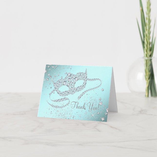 Cartão De Agradecimento Obrigado azul do partido do mascarada da cerceta (Frente)