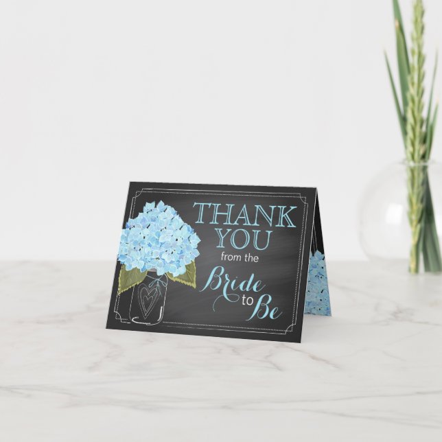 Cartão De Agradecimento Obrigado azul moderno do quadro do Hydrangea você (Frente)