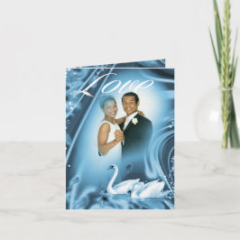 Cartão De Agradecimento Obrigado azul romântico da foto do casamento do