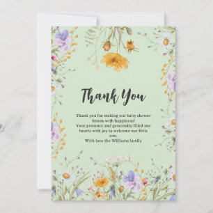 Cartão De Agradecimento Obrigado Baby Shower de flores silvestres de horte