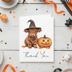 Cartão De Agradecimento Obrigado Baby Shower Highland Cow Halloween