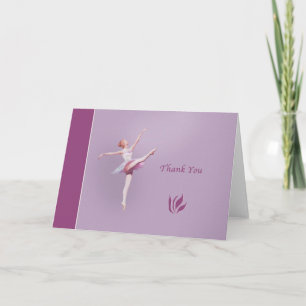 Cartão De Agradecimento Obrigado, Ballerina em Branco e Rosa