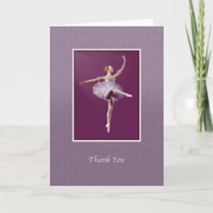 Cartão De Agradecimento Obrigado, Ballerina em Púrpura e Branco