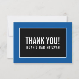 Cartão De Agradecimento OBRIGADO BAR MITZVAH - azul real preto minimalista