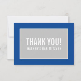 Cartão De Agradecimento OBRIGADO BAR MITZVAH cinza azul geométrico moderno