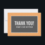 Cartão De Agradecimento OBRIGADO BAR MITZVAH cinza geométrico laranja<br><div class="desc">por kat massard >> https://linktr.ee/simplysweetpaperie <<< Uma maneira simples e na moda para dizer obrigado ao seu convidado por participar do seu evento. Configurar como um modelo é simples para você adicionar seus próprios detalhes, ou apertar o botão personalizar e você pode adicionar ou alterar texto, fontes, tamanhos, etc., DICA:...</div>