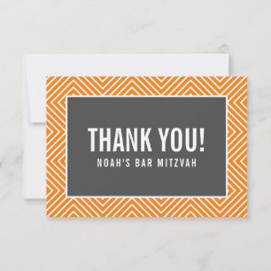 Cartão De Agradecimento OBRIGADO BAR MITZVAH cinza geométrico laranja