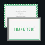Cartão De Agradecimento OBRIGADO BAR MITZVAH cinza verde-stripe moderna nf<br><div class="desc">por kat massard >> https://linktr.ee/simplysweetpaperie <<< Uma maneira simples e na moda para dizer obrigado ao seu convidado por participar do seu evento. Configurar como um modelo é simples para você adicionar seus próprios detalhes, ou apertar o botão personalizar e você pode adicionar ou alterar texto, fontes, tamanhos, etc., DICA:...</div>