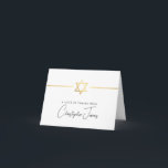 Cartão De Agradecimento OBRIGADO bar mitzvah, estrela judaica de ouro mode<br><div class="desc">[ NOTA - O EFEITO DOURADO É UMA IMAGEM IMPRESSA ] Um design moderno e simples para a Configuração do CARTÕES DE AGRADECIMENTOS como modelo, é simples adicionar seus próprios detalhes ou clicar no botão Tamanho e você pode adicionar ou alterar texto, fontes, tamanhos personalizados etc., DICA: 1. Para redimensionar/reposicionar...</div>