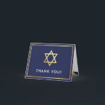 Cartão De Agradecimento OBRIGADO bar mitzvah marinho  azul estrela dourada<br><div class="desc">[ NOTA - O EFEITO DOURADO É UMA IMAGEM IMPRESSA ] Um design moderno e simples para uma Configuração de CARTÕES DE AGRADECIMENTOS como modelo, é simples adicionar seus próprios detalhes ou clicar no botão personalizar e você pode adicionar ou alterar texto, fontes, tamanhos etc. DICA: 1. Para redimensionar/reposicionar a...</div>