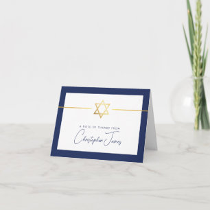 Cartão De Agradecimento OBRIGADO bar mitzvah marinho de estrela judaica de