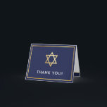 Cartão De Agradecimento OBRIGADO bar mitzvah marinho  estrela dourada mode<br><div class="desc">[ NOTA - O EFEITO DOURADO É UMA IMAGEM IMPRESSA ] Um design moderno e simples para uma Configuração de CARTÕES DE AGRADECIMENTOS como modelo, é simples adicionar seus próprios detalhes ou clicar no botão personalizar e você pode adicionar ou alterar texto, fontes, tamanhos etc. DICA: 1. Para redimensionar/reposicionar a...</div>