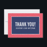 Cartão De Agradecimento OBRIGADO BAR MITZVAH marinho geométrico moderno ve<br><div class="desc">por kat massard >> https://linktr.ee/simplysweetpaperie <<< Uma maneira simples e na moda para dizer obrigado ao seu convidado por participar do seu evento. Configurar como um modelo é simples para você adicionar seus próprios detalhes, ou apertar o botão personalizar e você pode adicionar ou alterar texto, fontes, tamanhos, etc., DICA:...</div>