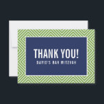 Cartão De Agradecimento OBRIGADO BAR MITZVAH marinho geométrico verde mode<br><div class="desc">por kat massard >> https://linktr.ee/simplysweetpaperie <<< Uma maneira simples e na moda para dizer obrigado ao seu convidado por participar do seu evento. Configurar como um modelo é simples para você adicionar seus próprios detalhes, ou apertar o botão personalizar e você pode adicionar ou alterar texto, fontes, tamanhos, etc., DICA:...</div>
