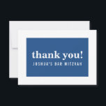 Cartão De Agradecimento OBRIGADO BAR MITZVAH, marinho minimalista moderno<br><div class="desc">por kat massard >> https://linktr.ee/simplysweetpaperie <<< Uma maneira simples e na moda para dizer obrigado ao seu convidado por participar do seu evento. Configurar como um modelo é simples para você adicionar seus próprios detalhes, ou apertar o botão personalizar e você pode adicionar ou alterar texto, fontes, tamanhos, etc., DICA:...</div>