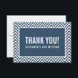 Cartão De Agradecimento OBRIGADO BAR MITZVAH marinho moderno chevron azul<br><div class="desc">por kat massard >> https://linktr.ee/simplysweetpaperie <<< Uma maneira simples e na moda para dizer obrigado ao seu convidado por participar do seu evento. Configurar como um modelo é simples para você adicionar seus próprios detalhes, ou apertar o botão personalizar e você pode adicionar ou alterar texto, fontes, tamanhos, etc., DICA:...</div>
