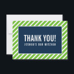 Cartão De Agradecimento OBRIGADO BAR MITZVAH marinho verde da nfl moderna<br><div class="desc">por kat massard >> https://linktr.ee/simplysweetpaperie <<< Uma maneira simples e na moda para dizer obrigado ao seu convidado por participar do seu evento. Configurar como um modelo é simples para você adicionar seus próprios detalhes, ou apertar o botão personalizar e você pode adicionar ou alterar texto, fontes, tamanhos, etc., DICA:...</div>