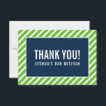 Cartão De Agradecimento OBRIGADO BAR MITZVAH marinho verde da nfl moderna<br><div class="desc">por kat massard >> https://linktr.ee/simplysweetpaperie <<< Uma maneira simples e na moda para dizer obrigado ao seu convidado por participar do seu evento. Configurar como um modelo é simples para você adicionar seus próprios detalhes, ou apertar o botão personalizar e você pode adicionar ou alterar texto, fontes, tamanhos, etc., DICA:...</div>