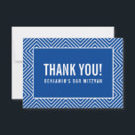 Cartão De Agradecimento OBRIGADO BAR MITZVAH moderno, geométrico, azul rea<br><div class="desc">por kat massard >> https://linktr.ee/simplysweetpaperie <<< Uma maneira simples e na moda para dizer obrigado ao seu convidado por participar do seu evento. Configurar como um modelo é simples para você adicionar seus próprios detalhes, ou apertar o botão personalizar e você pode adicionar ou alterar texto, fontes, tamanhos, etc., DICA:...</div>