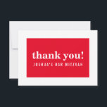 Cartão De Agradecimento OBRIGADO BAR MITZVAH, moderno minimalista vermelho<br><div class="desc">por kat massard >> https://linktr.ee/simplysweetpaperie <<< Uma maneira simples e na moda para dizer obrigado ao seu convidado por participar do seu evento. Configurar como um modelo é simples para você adicionar seus próprios detalhes, ou apertar o botão personalizar e você pode adicionar ou alterar texto, fontes, tamanhos, etc., DICA:...</div>